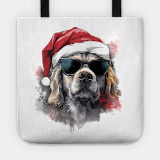 Magical Christmas Golden Retriever in the snow: cute four-legged friend with festive hat Tote