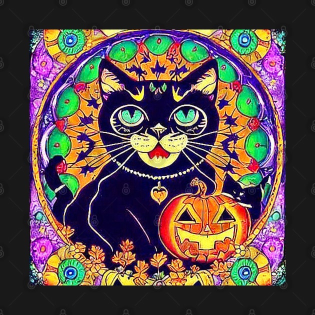 Smiling Halloween Black Cat by Black Cat Alley