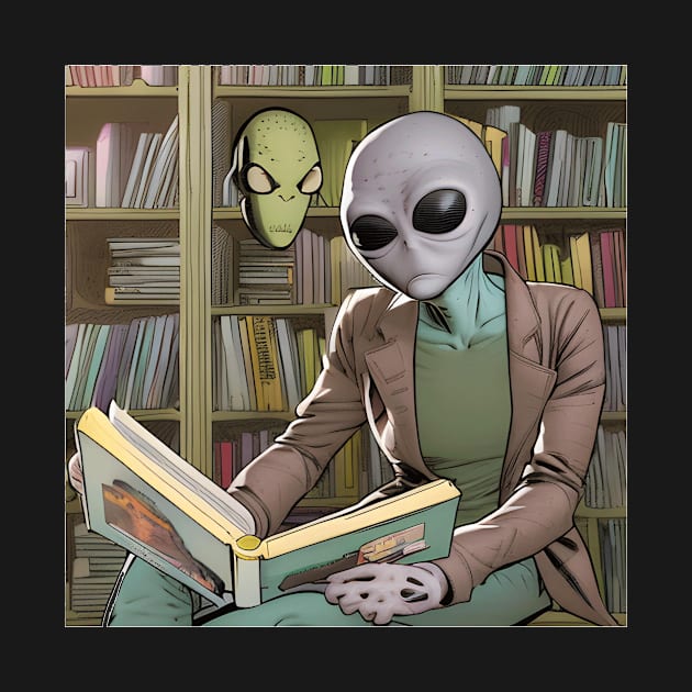 Believe in Yourself Funny an Alien reading a Book by Yourex