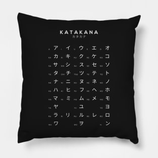 Katakana Chart - Japanese Alphabet Learning Chart - Black Pillow