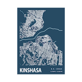 Kingshasa Blueprint Street Map, Kingshasa Colour Map Prints T-Shirt