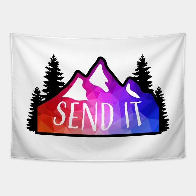 Geometric Colorful Mountain Send It Tapestry by KlehmInTime