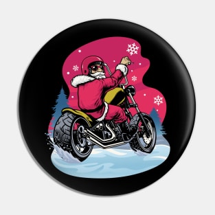 Motorcycle Santa Claus Biker Christmas Gift T-Shirt Pin