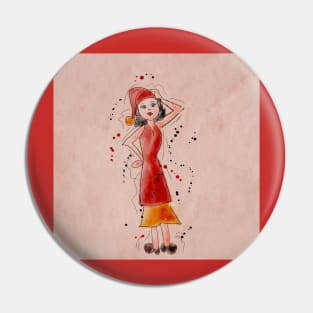 Happy Christmas Dancing Diva Elf Pin