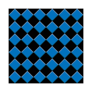 Big Blue Block Checkerboard Pattern T-Shirt