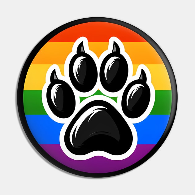 LGBTQ Furry Pride Pawprint Logo Pin by Blue Bull Bazaar