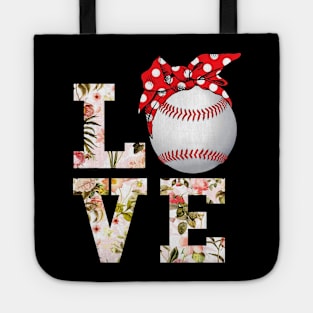 Summer Women Girls Love Baseball Shirt Floral Mothers Day Tote