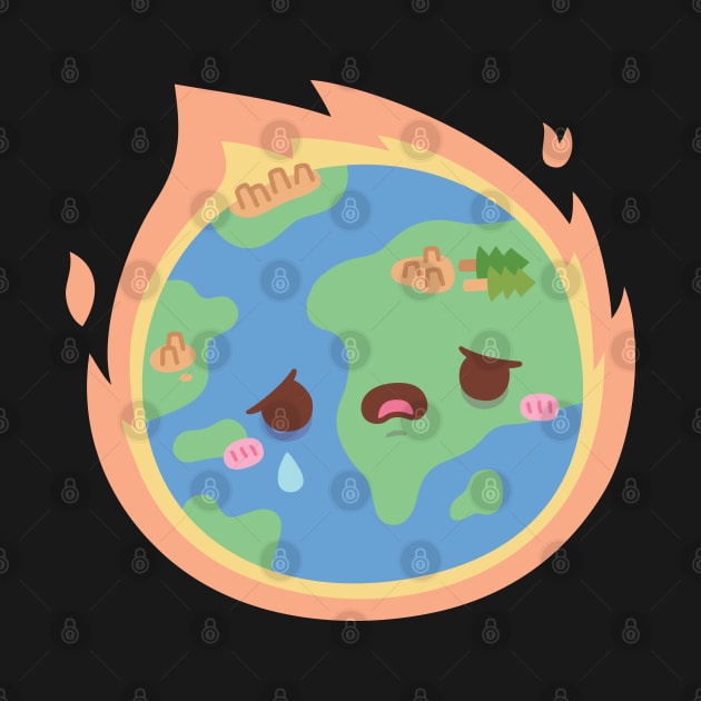 Sad Earth On Fire Global Warming by rustydoodle