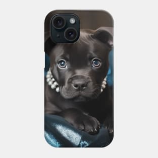 Black Staffy With Pearls Phone Case