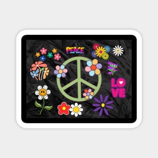 Retro Hippie Peace Magnet