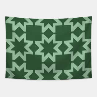 Hunter Green Morning Star Patchwork Pattern Tapestry