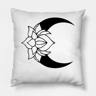 Lotus Moon (Black) Pillow