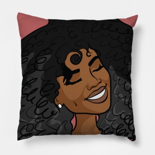 Curly Brown Skin Woman Pillow