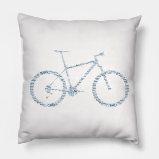 Bicycle Bike Riding Silhouette Shape Text Word Cloud Pillow