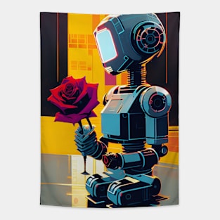 Robot Holding Rose Tapestry