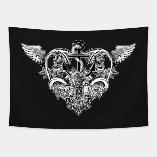 Gothic Love Black and White Tapestry