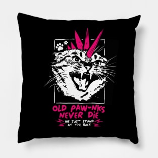 Old Punks Never Dies Funny Cat Paw graphic design Pillow