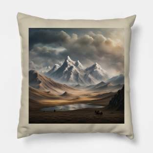 Mongolian landscape art Pillow