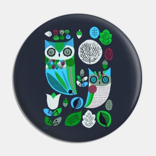 Midcentury Night Owls Pin