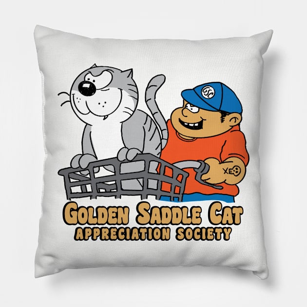 Golden Saddle Cat Appreciation Society Pillow by RealFanShitOnly/Peace.Sports