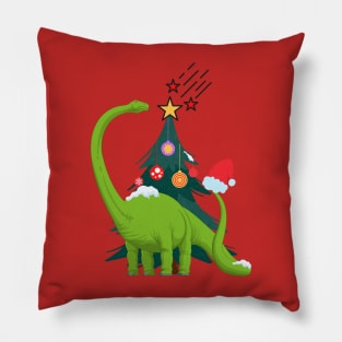 dinosaur getting ready for christmas Pillow