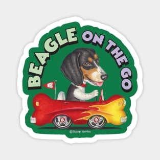 fun loving dog tri colored  Beagle dog vintage Driving  Car fur baby Magnet