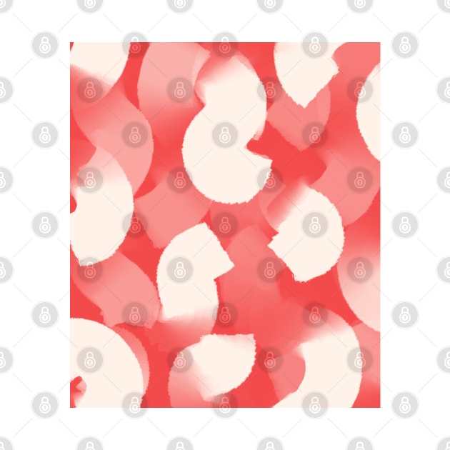 Coral and White, Abstract Wide Brush Stroke Style by OneThreeSix