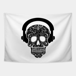'Dead Skull Headphone' Cool Music Day of the Dead Gift Tapestry