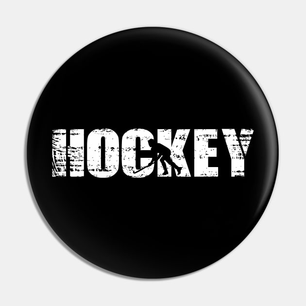 Distressed Look Hockey Gift For Hockey Players Pin by OceanRadar