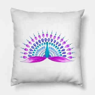 Pink and turquoise mandala peacock Pillow