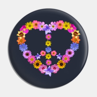 Peace, love & flowers Pin