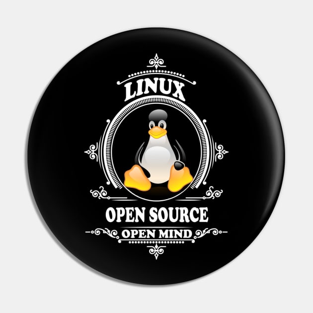 Linux - Open Source - Open Mind Pin by Cyber Club Tees