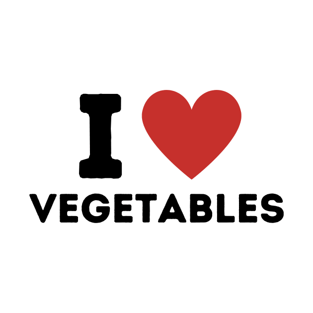 I Love Vegetables Simple Heart Design by Word Minimalism