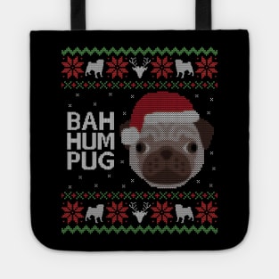 Ugly Christmas Sweater Bah Hum Pug Dog Tote