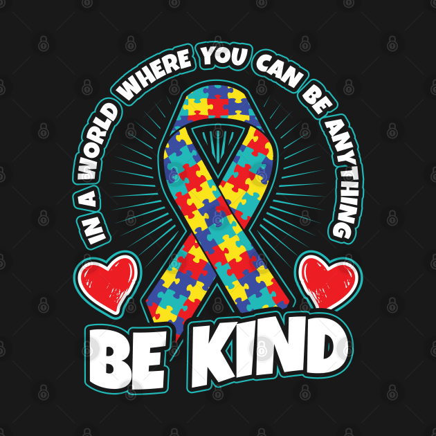 Autism Awareness Be Kind Ribbon Kindness Gift by aneisha