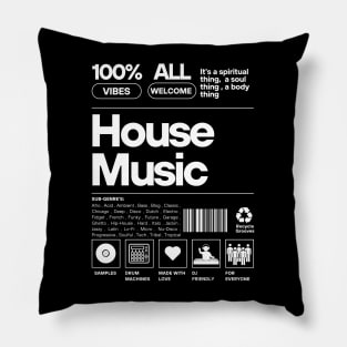 HOUSE MUSIC - Product Label (white) Pillow