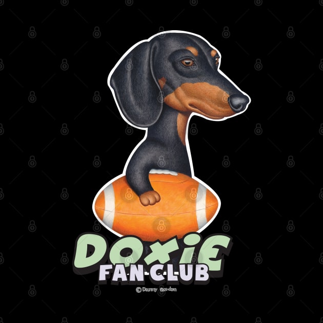 Funny Black Tan Doxie Holding a Football by Danny Gordon Art