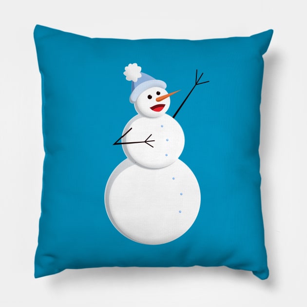 Cute Smiling Happy Snowman Pillow by Boriana Giormova