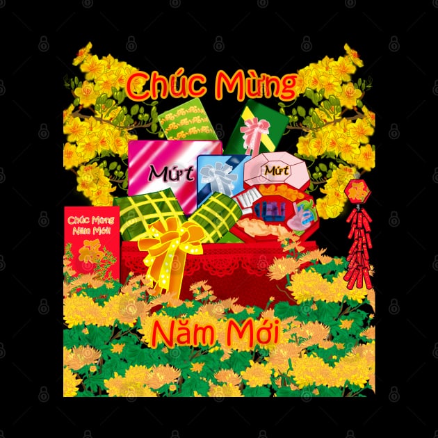 Chuc Mung Nam Moi/Happy New Year/Lunar New Year Gift Basket and Flowers by AZNSnackShop