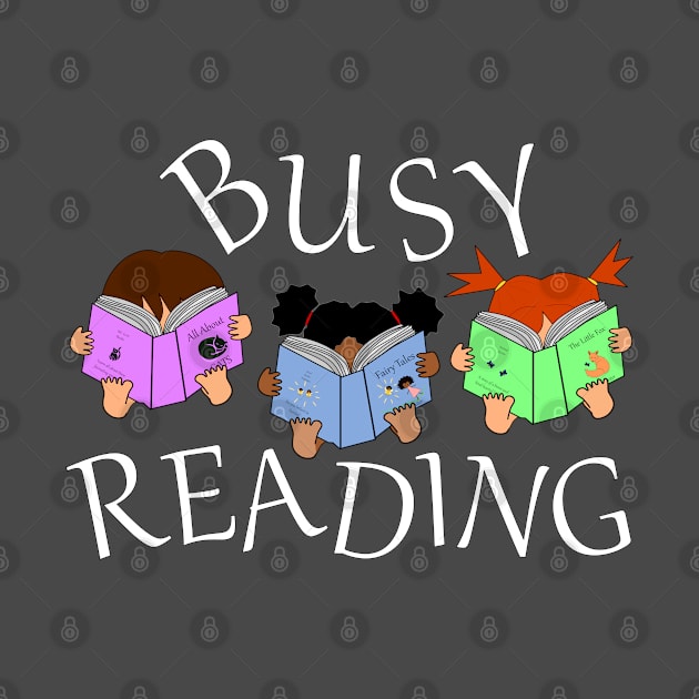 Busy Reading - cute reading girls - book nerds by Nutmegfairy