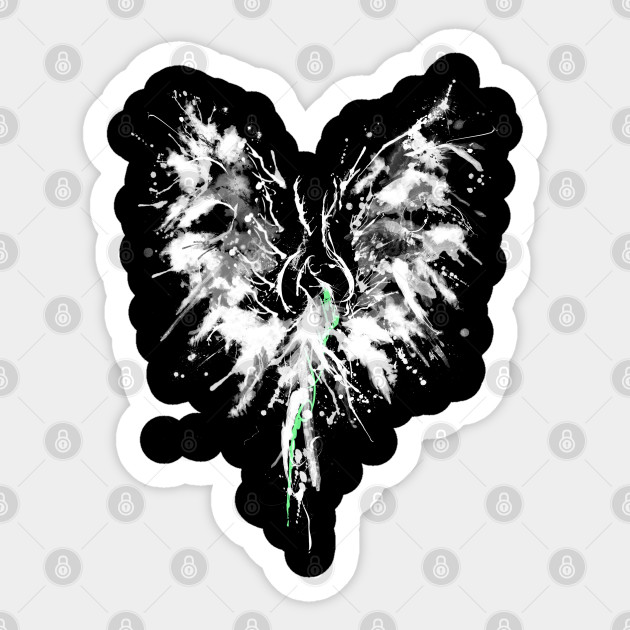 Phoenix Abstract Painting Bird White 1 Phoenix Bird Sticker