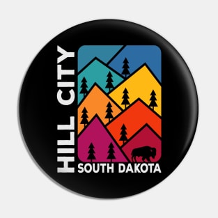 Hill City South Dakota Vintage Mountains Bison Pin