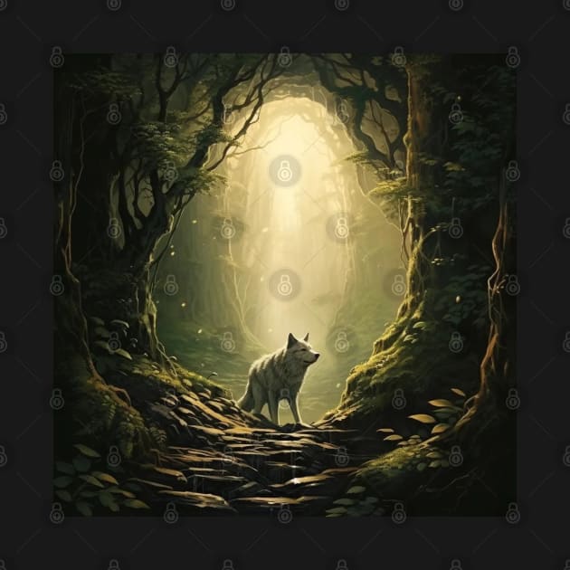 Pathway Guardian - Wolf's Forest Vigil by vk09design