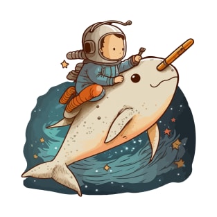 Astronaut riding a Narwhal T-Shirt