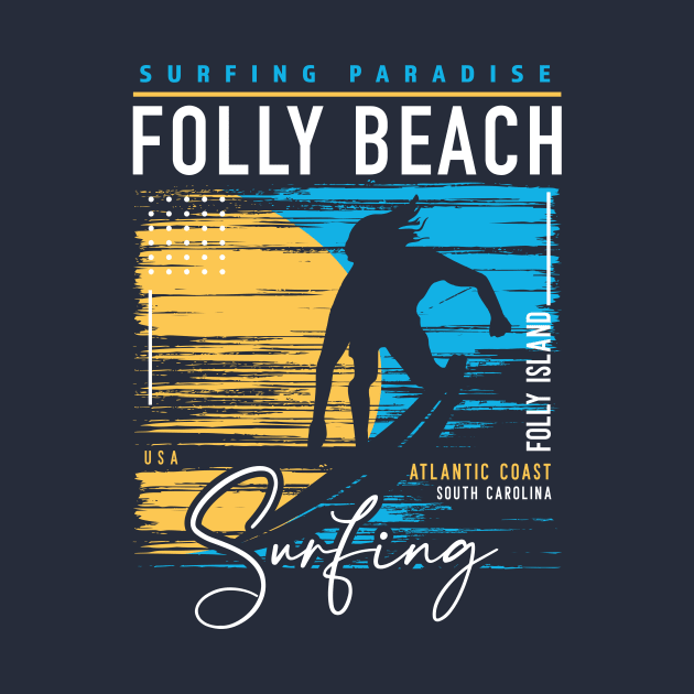 Retro Folly Beach Surfing Graphic // Surfers Paradise // Vintage Surfer by SLAG_Creative