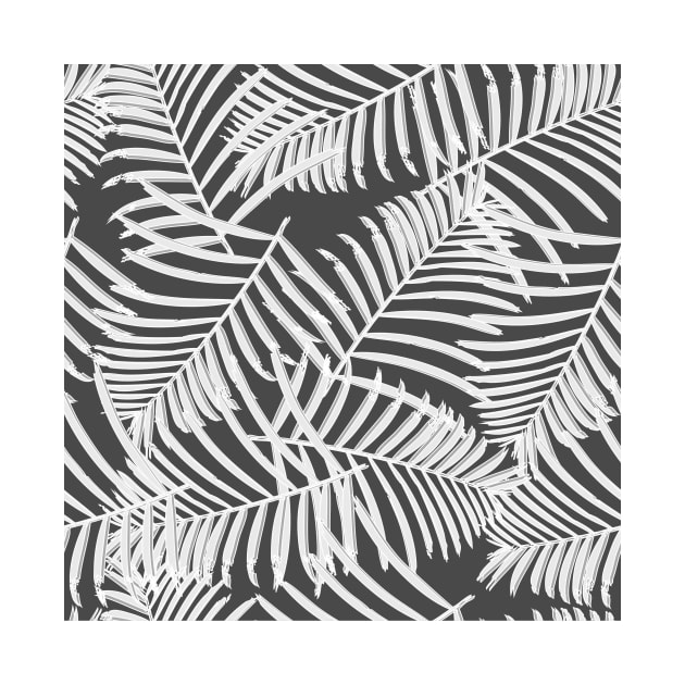 Black And White Palm Leaves Pattern Seamless by MichelMM