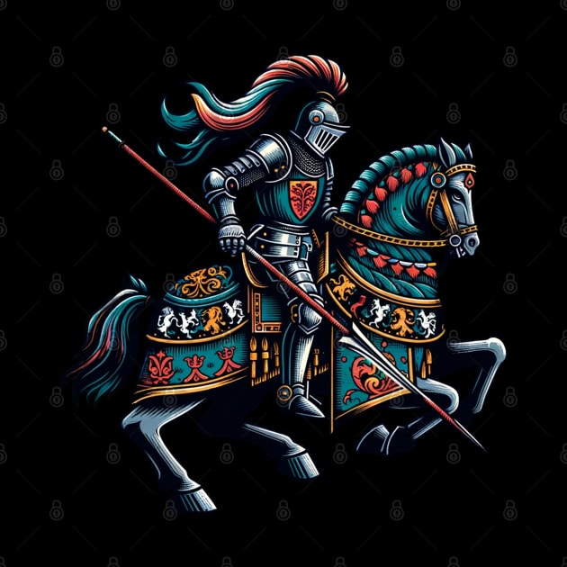 Decorated medieval knight with lance - jousting by Modern Medieval Design