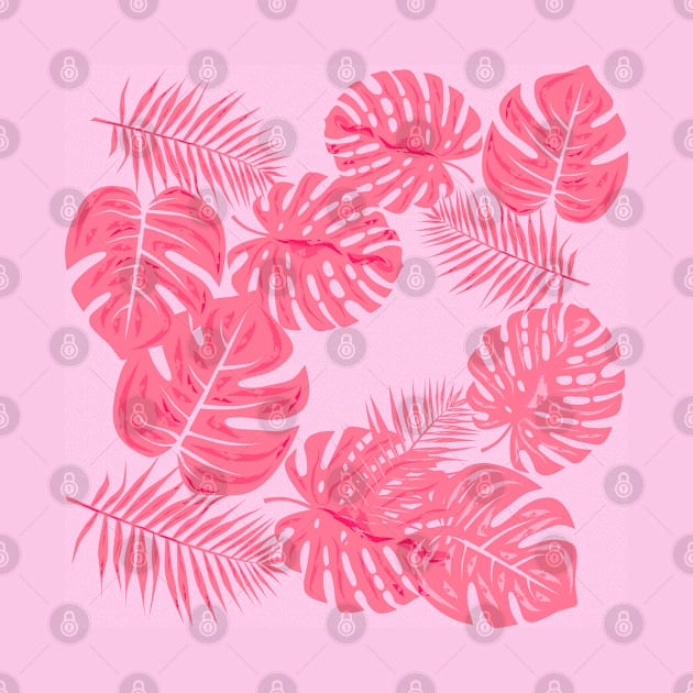 Tropical flamingo pink leaves by famenxt