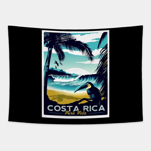 Costa Rica Vintage Travel and Tourism advertising Print Tapestry by posterbobs