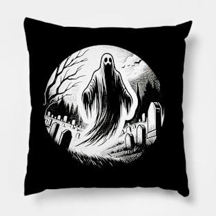 horror ghost cemetery Pillow